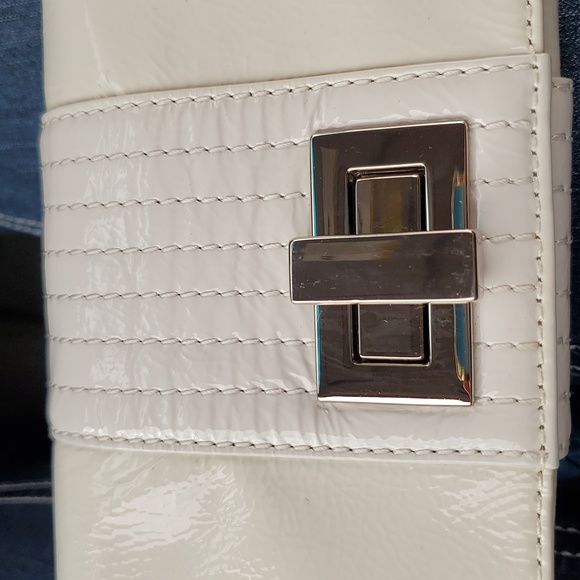 Kooba White Leather Clutch Shoulder Bag With Silver Hardware